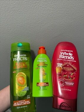 Garnier Fructis & Whole Blends Trio - Green and Red Bottles